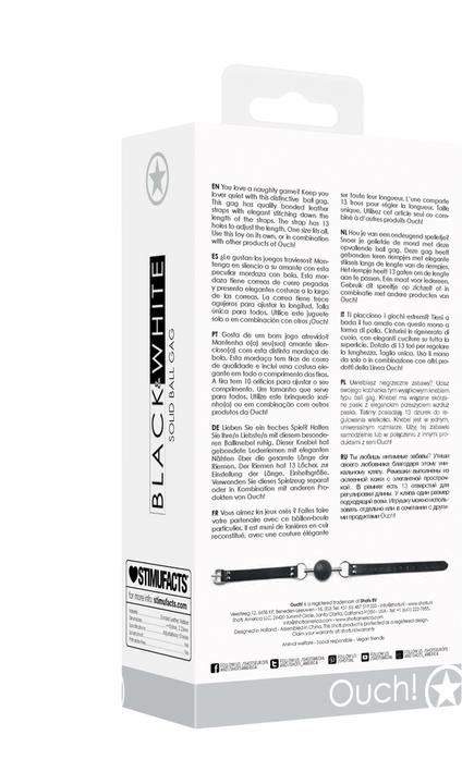 Productafbeelding Ouch! Stevige Ball Gag - Met Gebonden Leren Riemen