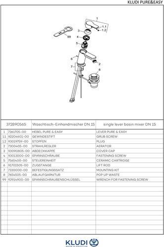 Actual product image Kludi PURE & EASY basin mixer 70 ECO PLUS chrome