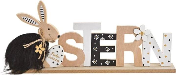 G. Wurm Présentoir de Pâques en bois noir, blanc (L/H/P) 38x17x5cm (1x)