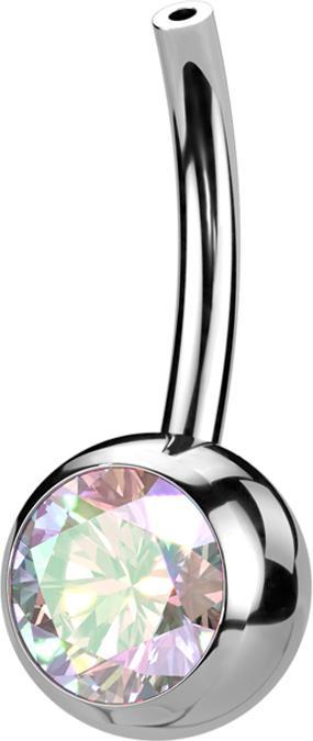 Actual product image Star Piercing Threadless Bananen-Stab silber mit Kugel Kristall multicolor (without brass, Titanium)