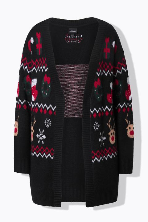 Produktbild Ulla Popken Long-Strickjacke, Weihnachten, V-Ausschnitt, Langarm (42, 44)