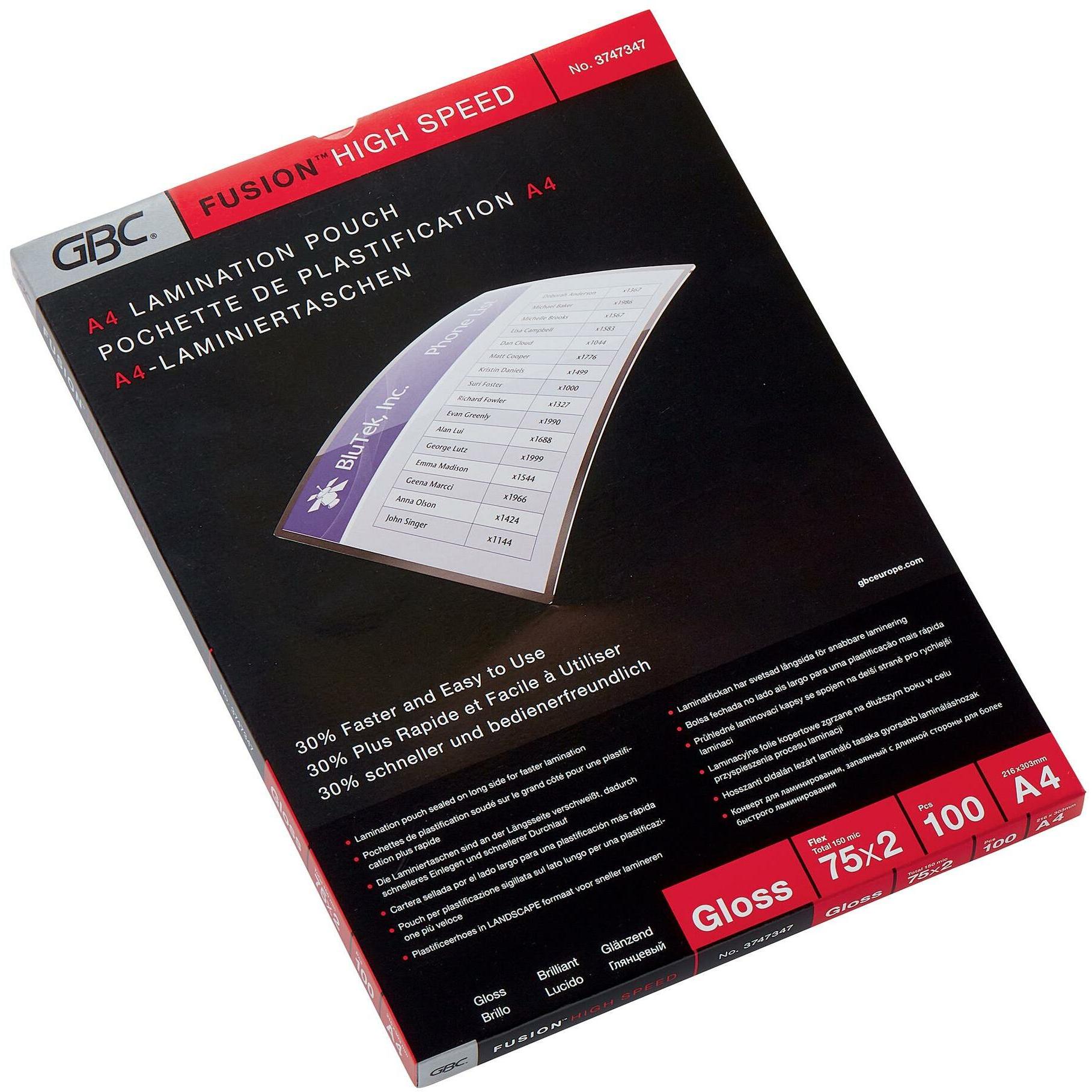 GBC, Laminierfolie, Laminierfolie (A4, 100 Stück, 75 µm)