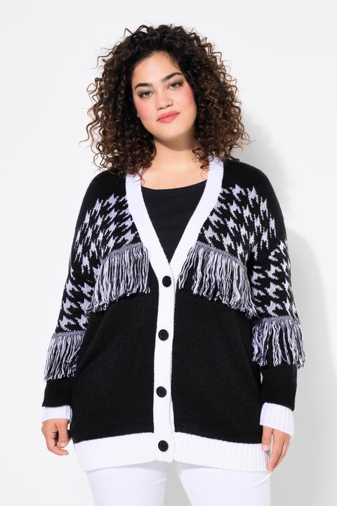 Produktbild Angel of Style Strickjacke, oversized, Hahnentritt, Fransen, Langarm (58)