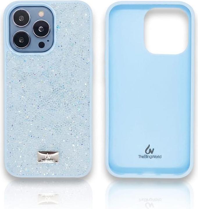 Image du produit Bling World iPhone 14 Pro Max - TheBlingWorld Bobi Series Glitzer Case mit Schutzrahmen, Babyblau (Apple iPhone 14 Pro Max)