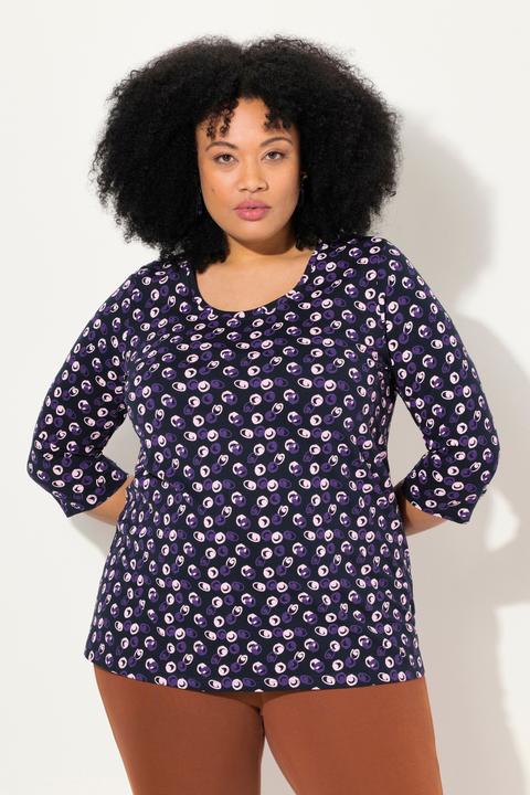 Produktbild Ulla Popken Longshirt, Punkte, A-Linie, Rundhals, 3/4-Arm (58)