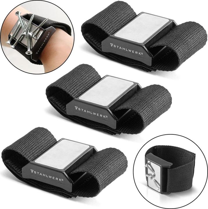 Produktbild Stahlwerk Magnetarmband für Schrauben und magnetische Kleinteile 3er Set (3x)