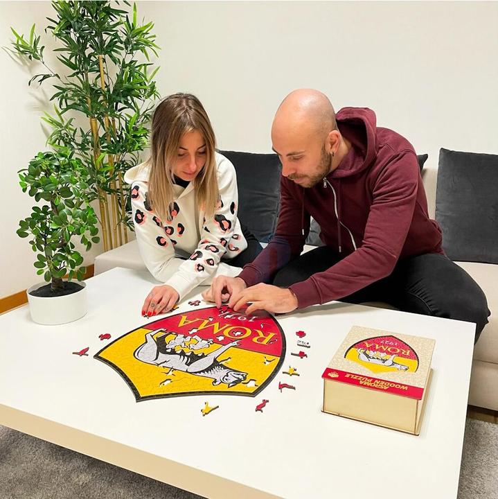 Actual product image Iconic AS Roma - Logo - Wooden Puzzle Size L (500 pieces) (500 pieces)