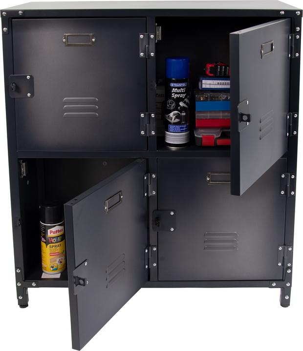 Produktbild Vintage Metall-Schrank mit 4 abschliessbaren Türen (75 cm, 82.50 cm)