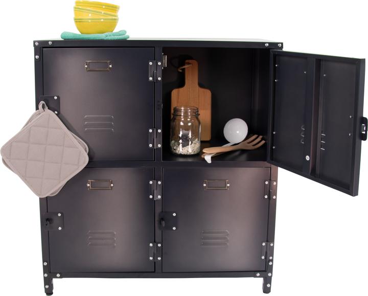 Produktbild Vintage Metall-Schrank mit 4 abschliessbaren Türen (75 cm, 82.50 cm)