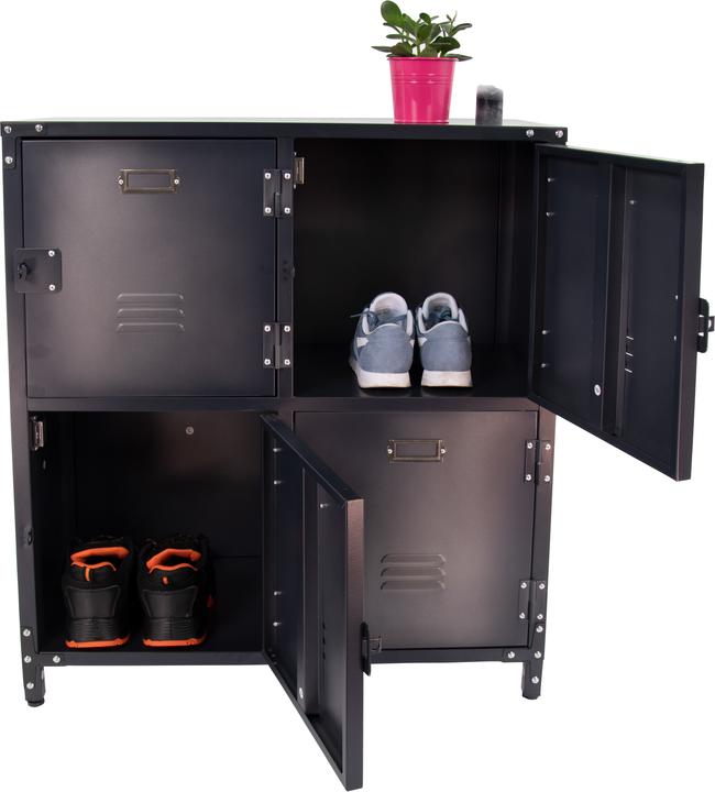 Produktbild Vintage Metall-Schrank mit 4 abschliessbaren Türen (75 cm, 82.50 cm)