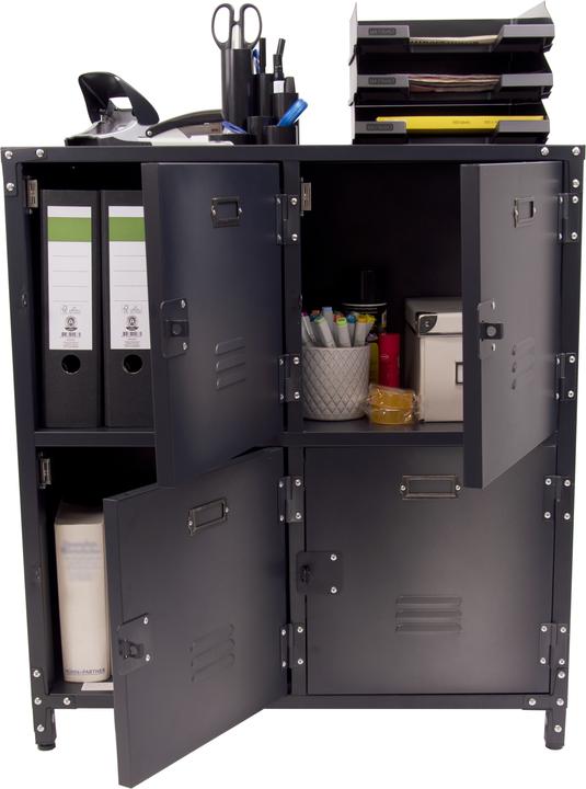 Produktbild Vintage Metall-Schrank mit 4 abschliessbaren Türen (75 cm, 82.50 cm)