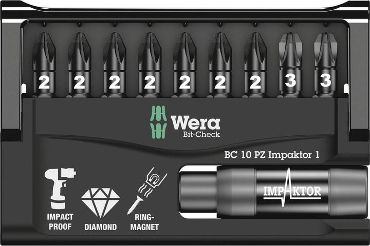 Produktbild Wera Bit-Check 10 PZ Impaktor 1 (Kreuz Pozidriv PZ)