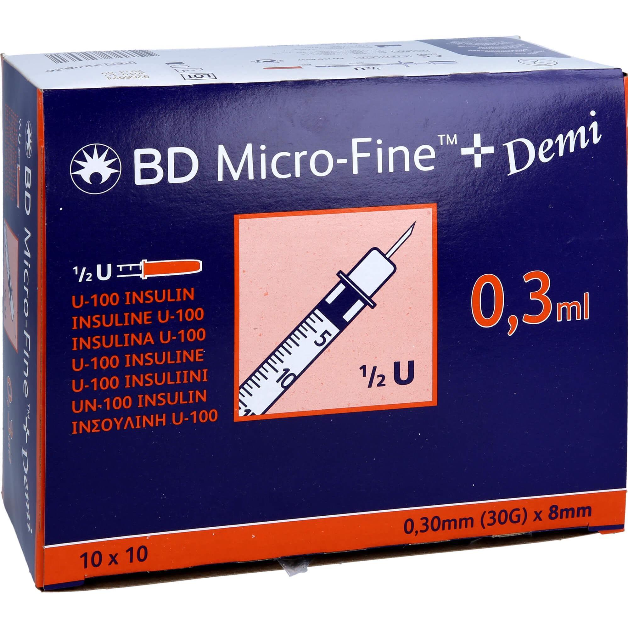 BD, Praxisbedarf, MICRO FINE+ U100 0.3X8