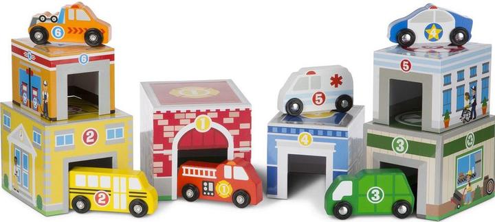 Melissa & Doug VERSCHACHTELN UND SORTIEREN Gebäude und Fahrzeuge