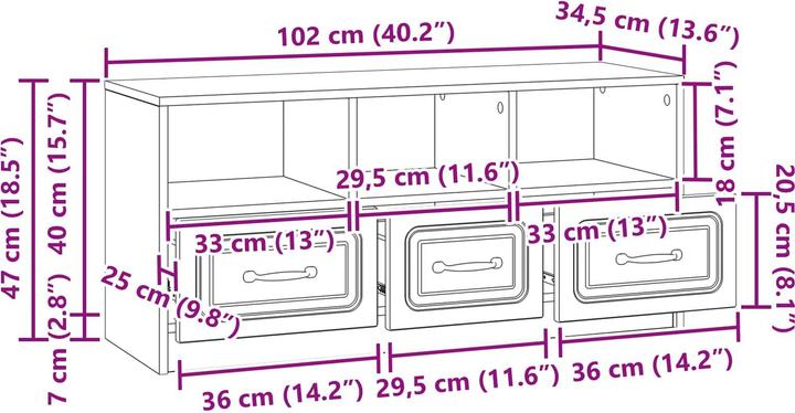 Produktbild vidaXL TV-Schränk (34.50 x 102 x 47 cm)