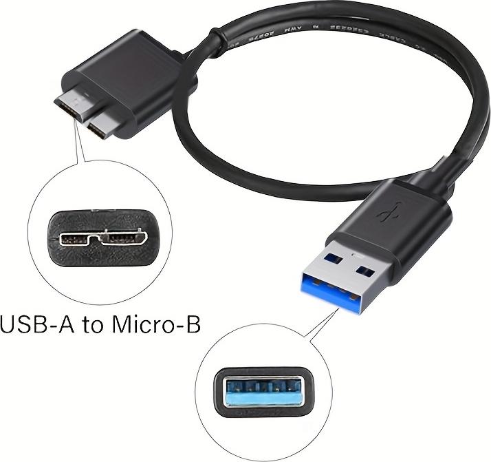 Produktbild PhoneLook USB A 3.0 zu Micro USB B Datenkabel schnell (4,8 Gbps) für externe Festplatten (1 m) (1 m, USB 3.2 Gen 1, 4.80 W)