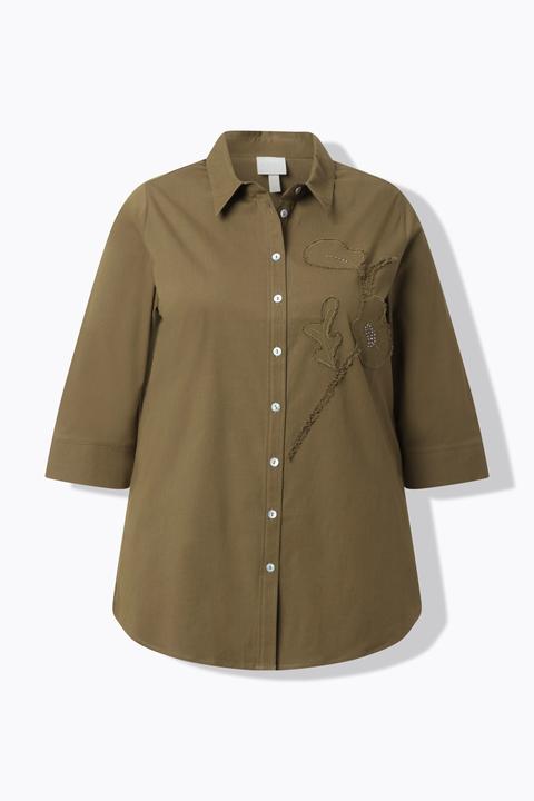 Immagine prodotto Ulla Popken Hemdbluse, Blüten, Hemdkragen, 3/4-Arm (60)