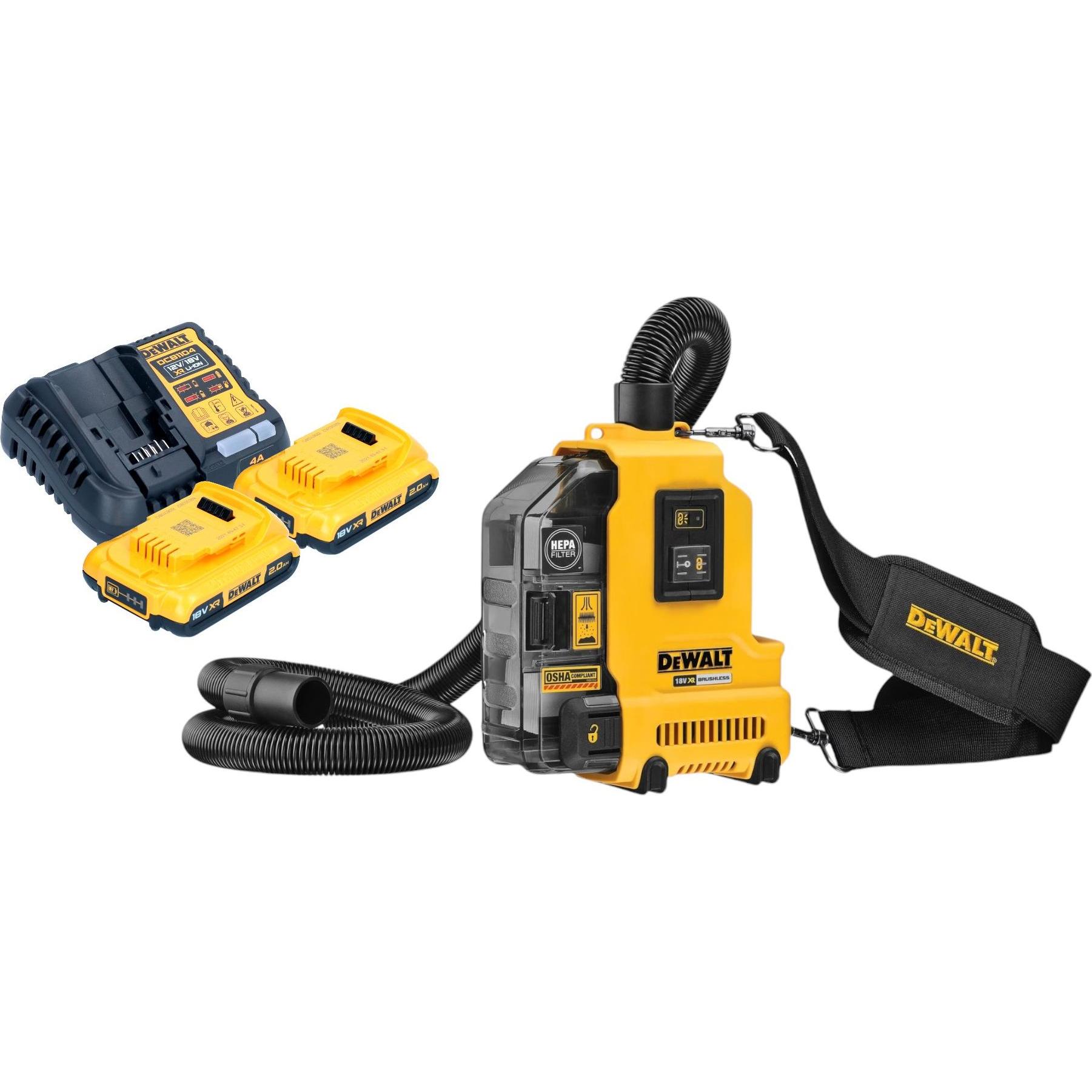 DeWalt, Industriestaubsauger, DWH 161 D2 Akku Universalabsaugung 18 V 0,21 l Brushless + 2x Akku 2,0 Ah + Ladegerät