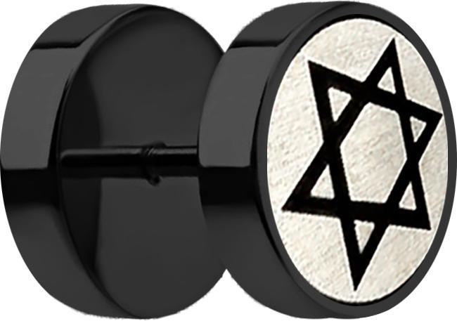 Immagine prodotto Star Piercing Fake Plug schwarz mit Davidstern (senza ottone, Acciaio chirurgico 316L)