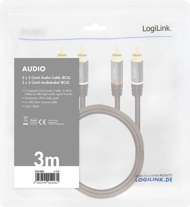 Image du produit LogiLink Ca Rca (3 m, Câbles Cinch)
