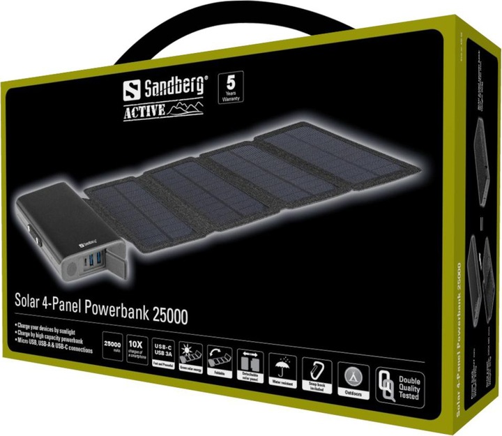Produktbild Sandberg Solar 4-Panel (25000 mAh, 18 W, 92500 Wh)