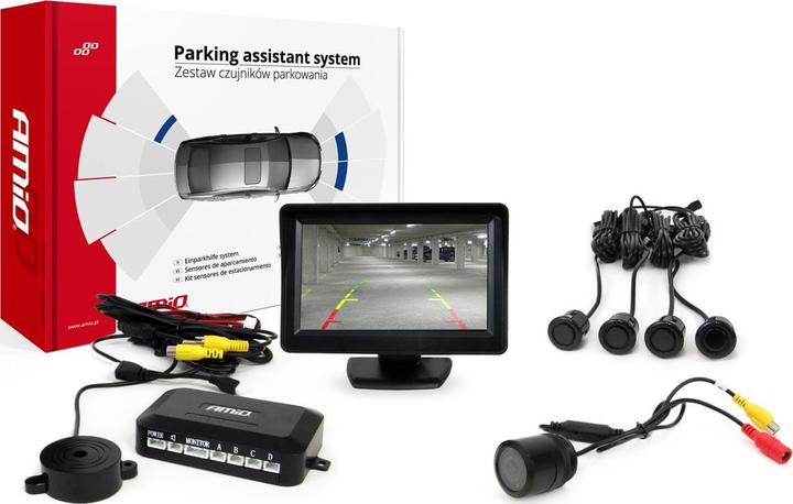 Amio Kit de capteurs TFT01 de 4,3 pouces avec caméra LED Cam-402, 4 capteurs en or noir