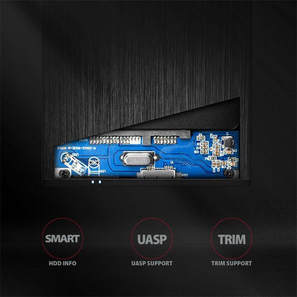 Productafbeelding Axagon EE25-XA6 - HDD / SSD behuizing - 2,5 Inch - SATA - Serial ATA II - Serial ATA III (2.5")