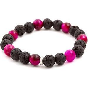 Beneto, Armschmuck, Beaded bracelet made of tiger eye and lava stone MINK20 / 17