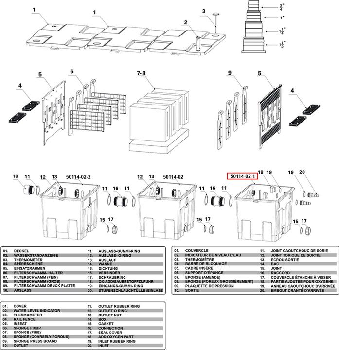 Actual product image SunSun Spare Part CBF-350C Box Stage 1 Bio Pond Filter