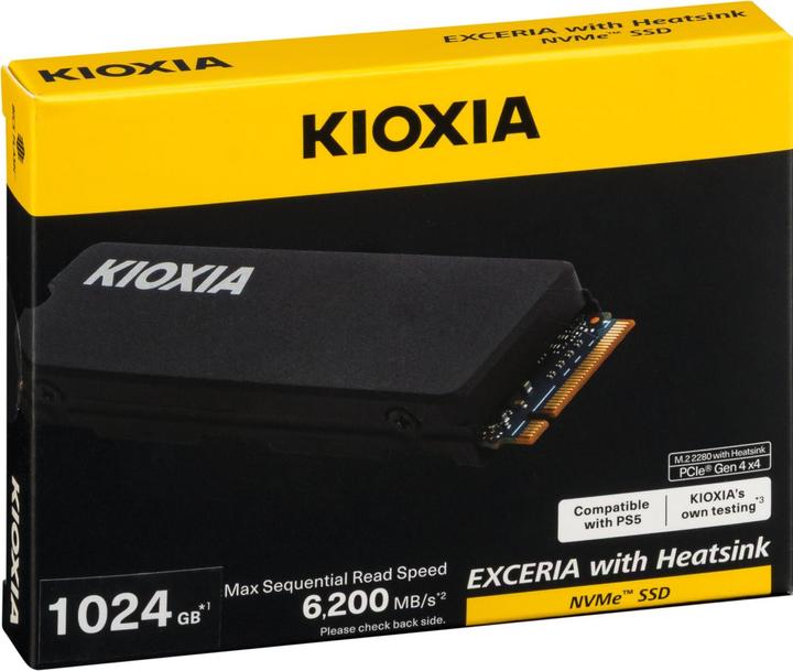 Produktbild Kioxia EXCERIA HeatSink NVMe 1TB M.2 2280 PCIe Gen4x4 (1024 GB, M.2 2280)