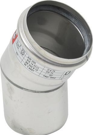 Actual product image Blücher bøjn.30.0gr.75mm - w.O-ring RF AISI 304.Alm RF stål