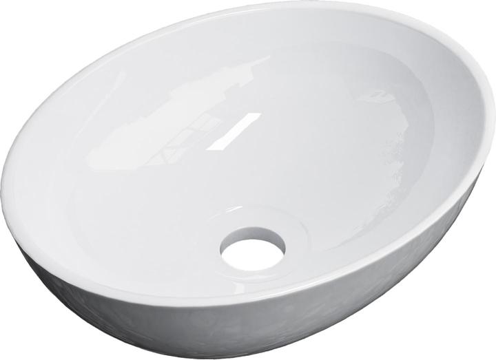 Produktbild Emke Aufsatzwaschbecken Ovales Waschbecken Keramik Waschbecken Waschtisch Weiss Glänzend 415x 335 x 1 (335 mm, 415 mm)