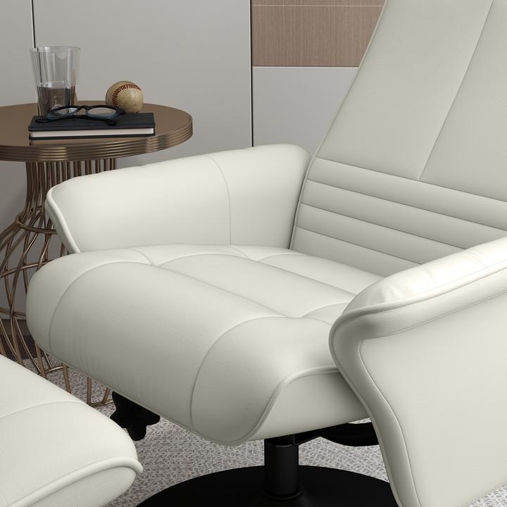 Produktbild Homcom Relaxsessel mit Fusshocker Polyester, Stahl Cremeweiss