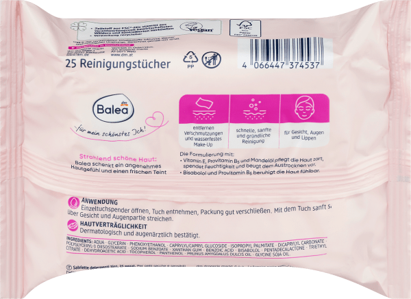 Produktbild dm Balea Reinigungstücher 3in1 (Reinigungstücher, Make-Up Entferner)