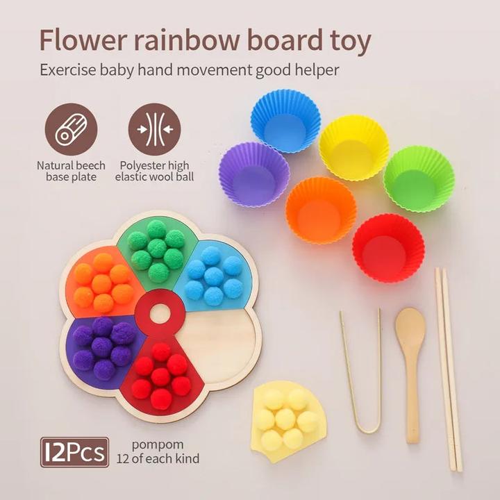 Image du produit Activity Board Planche arc-en-ciel en bois Jouets sensoriels Forme Couleur Trier Associer Jouets éducatifs