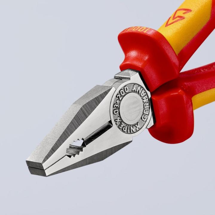 Produktbild Knipex Kombizange DIN ISO 5746 L.200mm VDE max. 16mm2 verchromt 2Komp.-Hüllen m.Abgleitschutz 1000V-isol... (200 mm)