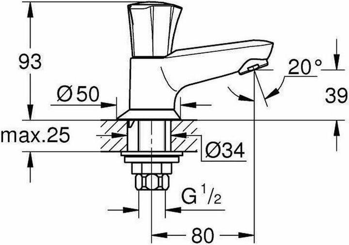 Productafbeelding Grohe Fonteinkraan Costa 20404001 chroom zonder uitloop