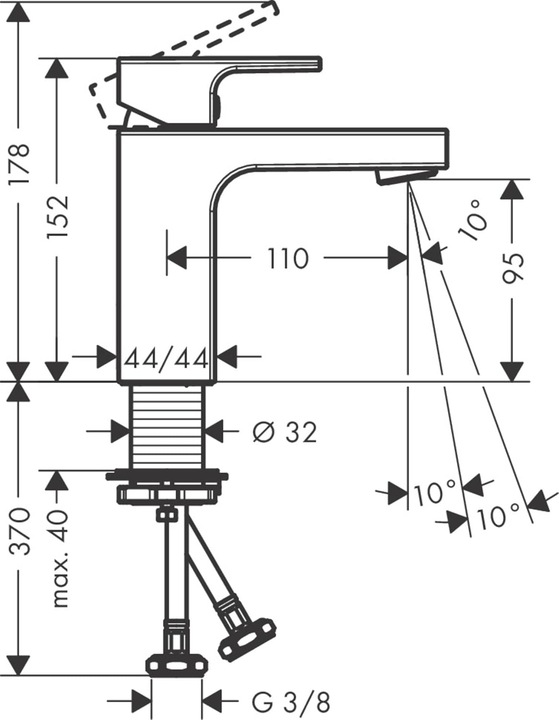 Immagine prodotto hansgrohe Vernis Shape miscelatore monocomando per lavabo 100 senza scarico