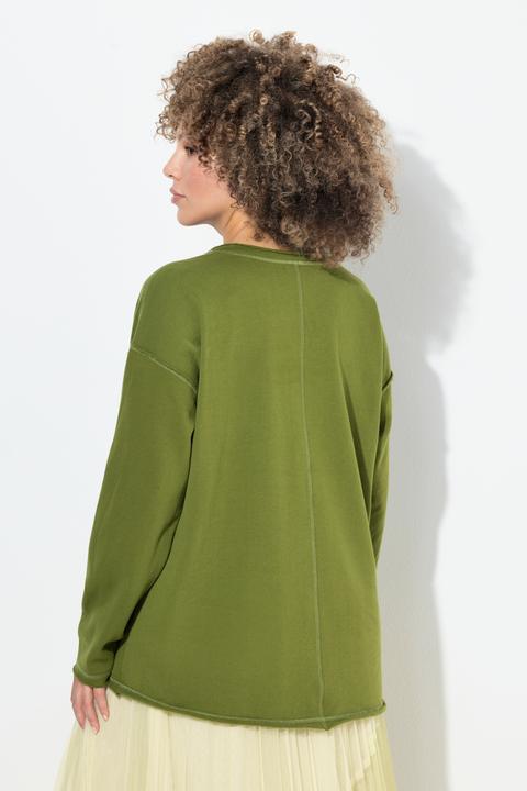 Produktbild Ulla Popken Sweatshirt, Pailletten-Schriftzug, V-Ausschnitt, Langarm (62)