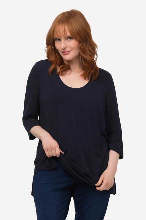Produktbild Ulla Popken Shirt, tiefer Rundhalsausschnitt, 3/4 Arm (42, 44)