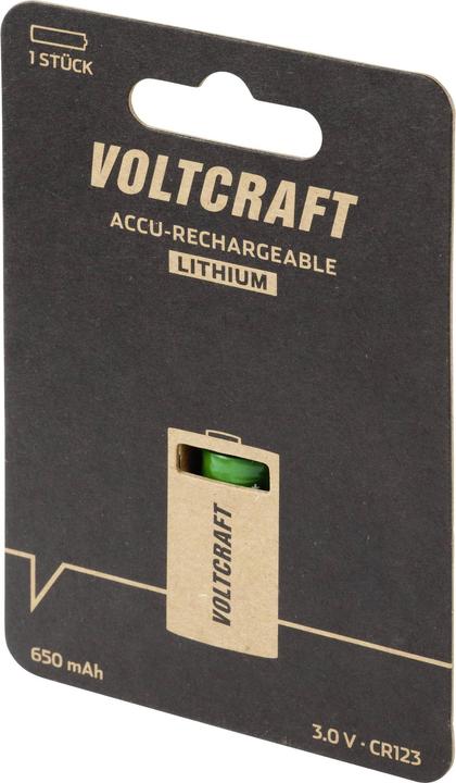 Actual product image Voltcraft Special rechargeable battery CR 123 Lithium 3 V 650 mAh (1 pcs., RCR123A, 650 mAh)