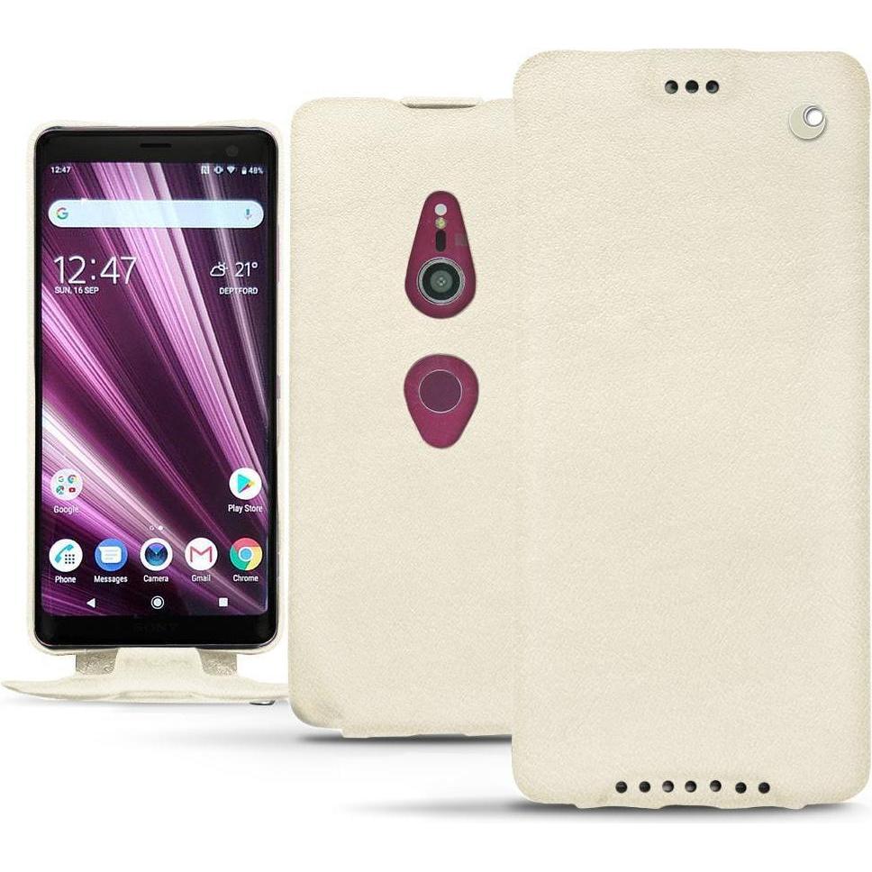 Noreve Lederschutzhülle vertikal (Sony Xperia XZ3), Smartphone Hülle, Weiss