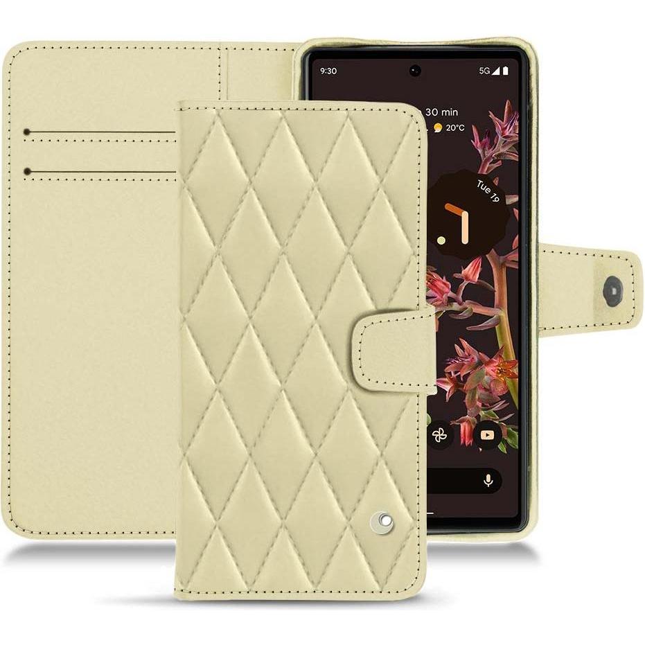 Noreve Lederschutzhülle Wallet (Google Pixel 6), Smartphone Hülle, Beige