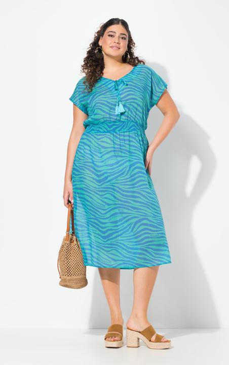 Actual product image Ulla Popken Summertime Zebra Print Cap Sleeve Dress (62)