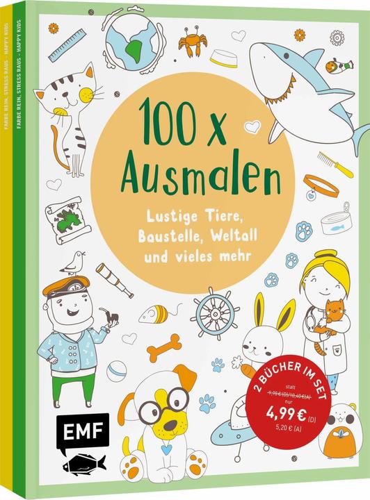 100 x Ausmalen – 2 Ausmal-Bücher im Bundle