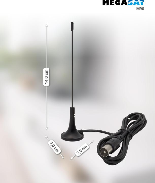 Produktbild Berrybase Passive DVB-T2 Mini Stabantenne mit Magnetfuss (Zimmerantenne, DVB-T / -T2)