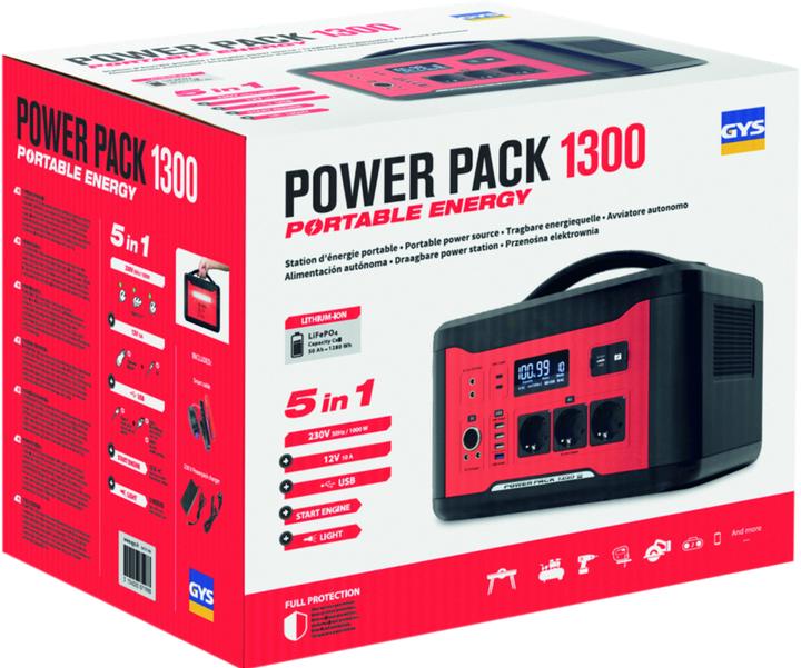 Image du produit GYS POWER PACK 1300 Powerstation 50 Ah LiFePO 4 Noir/Rouge (1280 Wh, 17.50 kg)