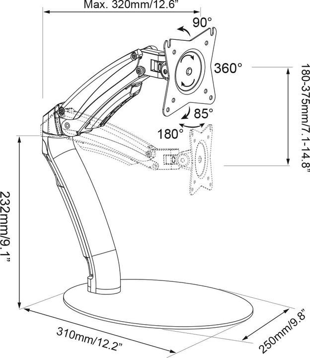 Produktbild Digitus LED/LCD Monitorständer (Tisch, 27", 6.50 kg)