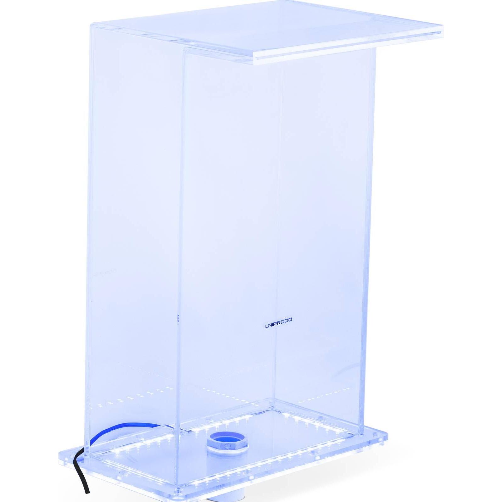 Uniprodo, Brunnen + Gartenteich, Schwalldusche Wasserspiel Wasserfall 51 cm hoch mit LED Blau
