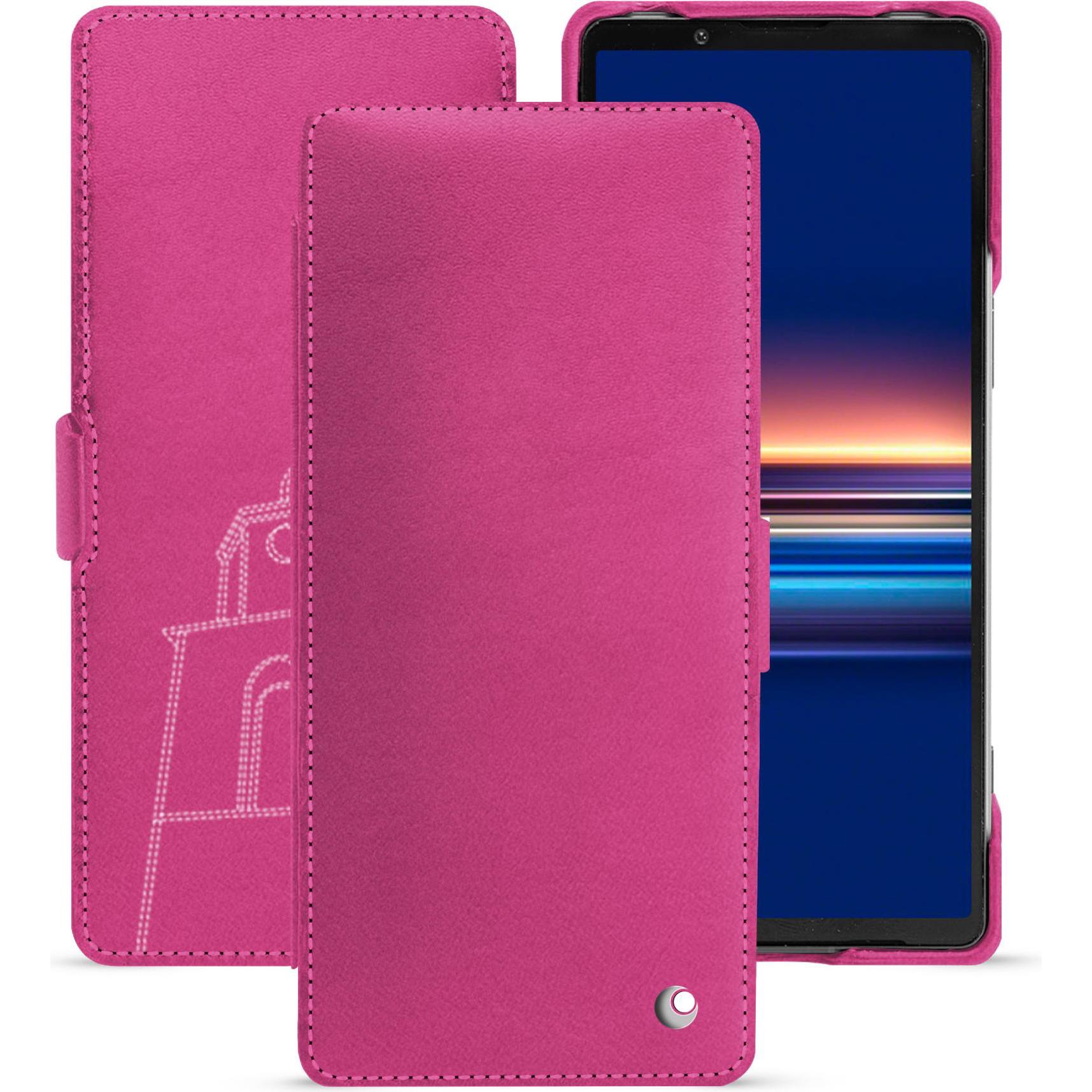 Noreve Lederschutzhülle horizontal (Sony Xperia 5 V), Smartphone Hülle, Rosa
